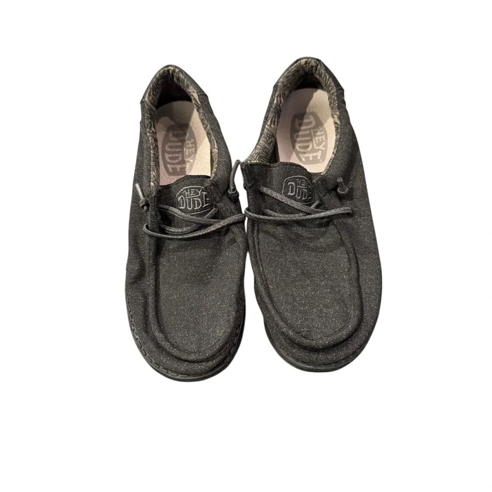 Hey‎ Dude Wally Stretch Jersey Heather Black Kids Youth Slip On Shoes Size 2